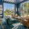 Resident lounge at our apartments for rent in Stamford, CT, featuring carpeted flooring, ample seating, and coffee tables.